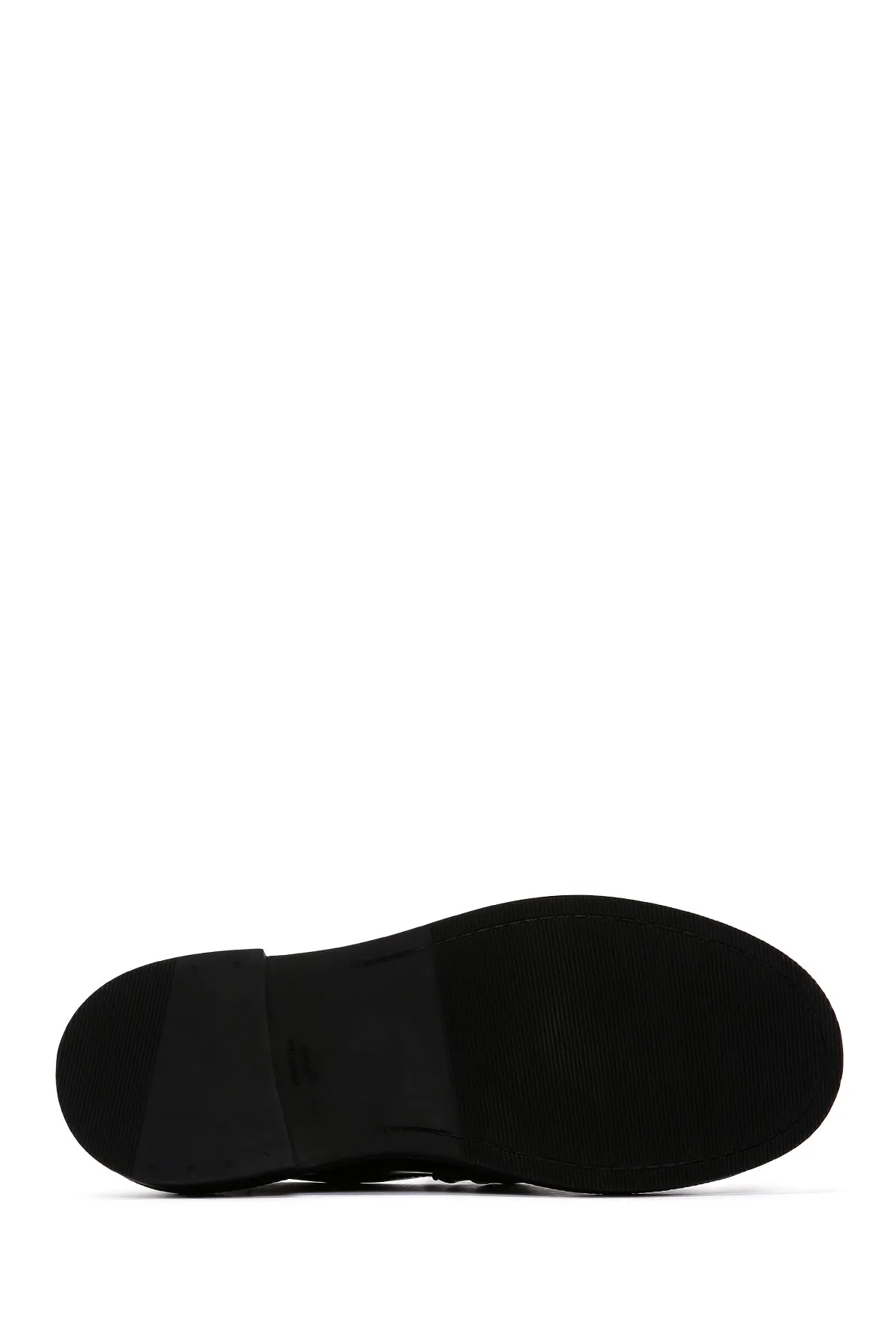 Kadın Siyah Zincir Detaylı Deri Maskülen Loafer