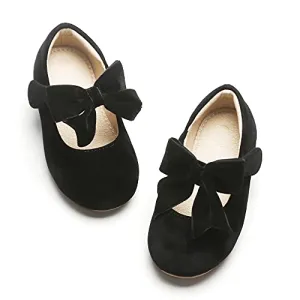 Kiderence Girls Flat Mary Jane Shoes Black F609