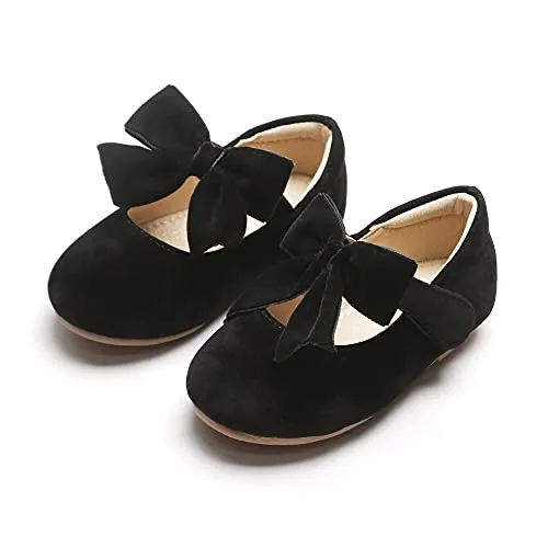Kiderence Girls Flat Mary Jane Shoes Black F609