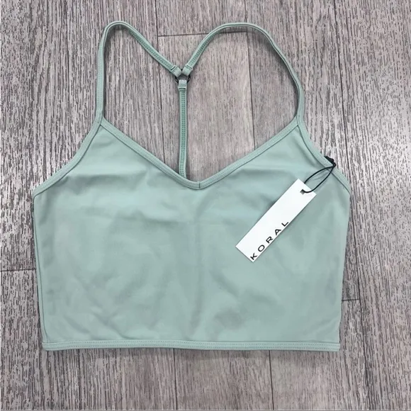 Koral Ghost Blackout Sports Bra in Green Sage