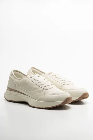 Lace Up Trainer Cream