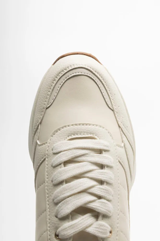 Lace Up Trainer Cream