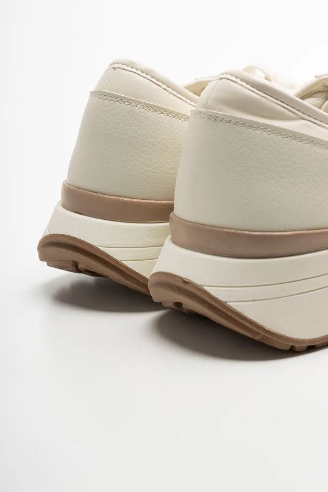 Lace Up Trainer Cream