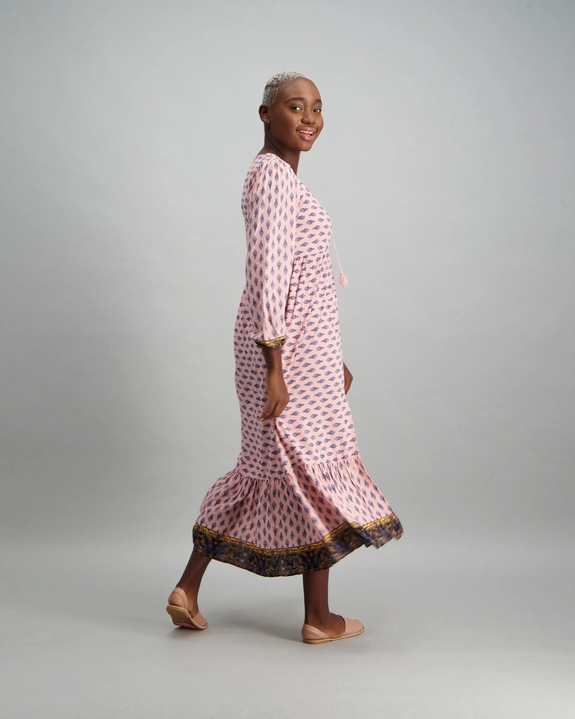 Ladies Paisley Border Maxi Dress - Multi