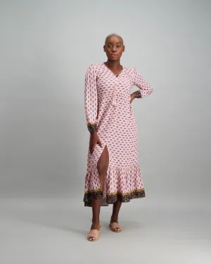 Ladies Paisley Border Maxi Dress - Multi