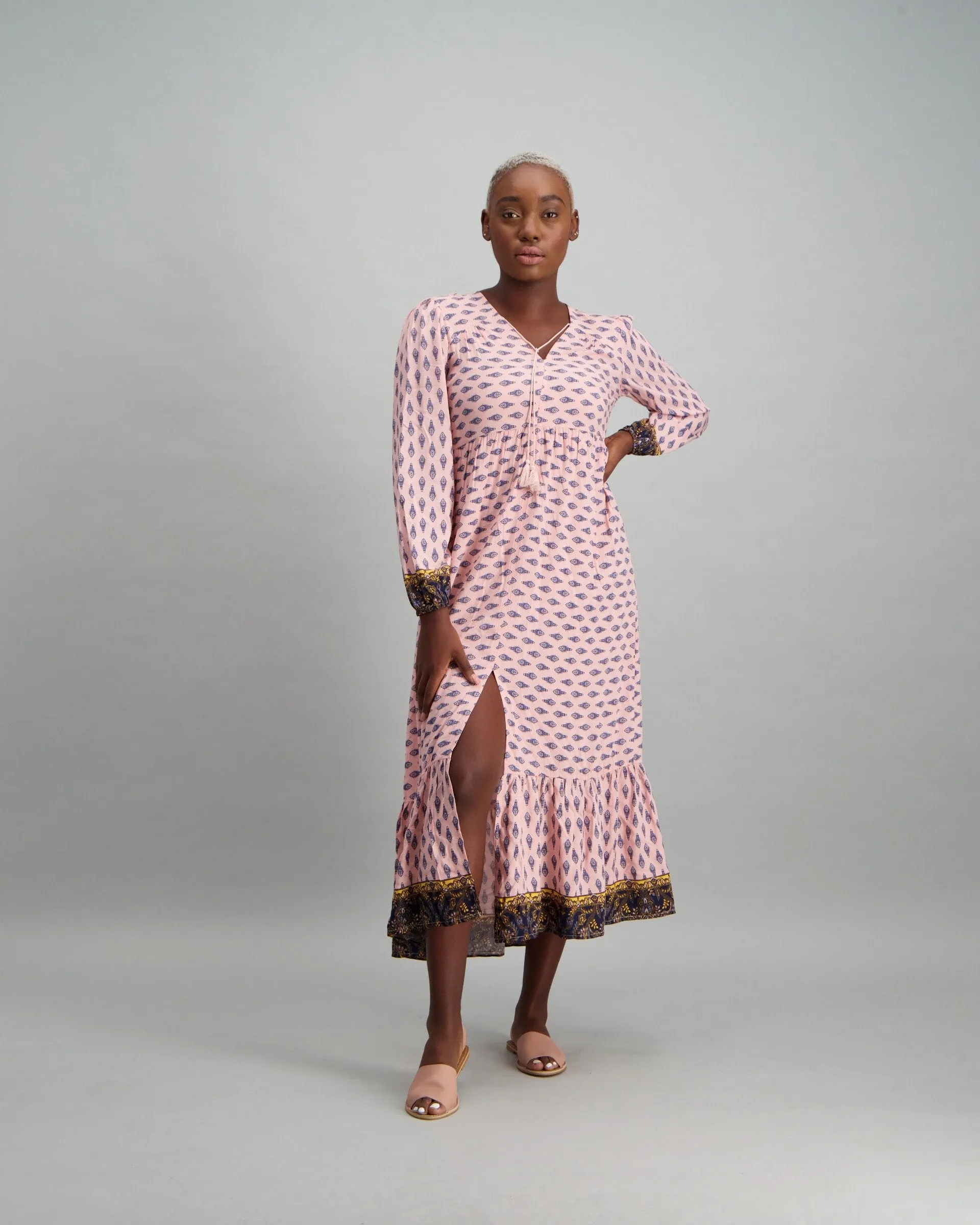 Ladies Paisley Border Maxi Dress - Multi