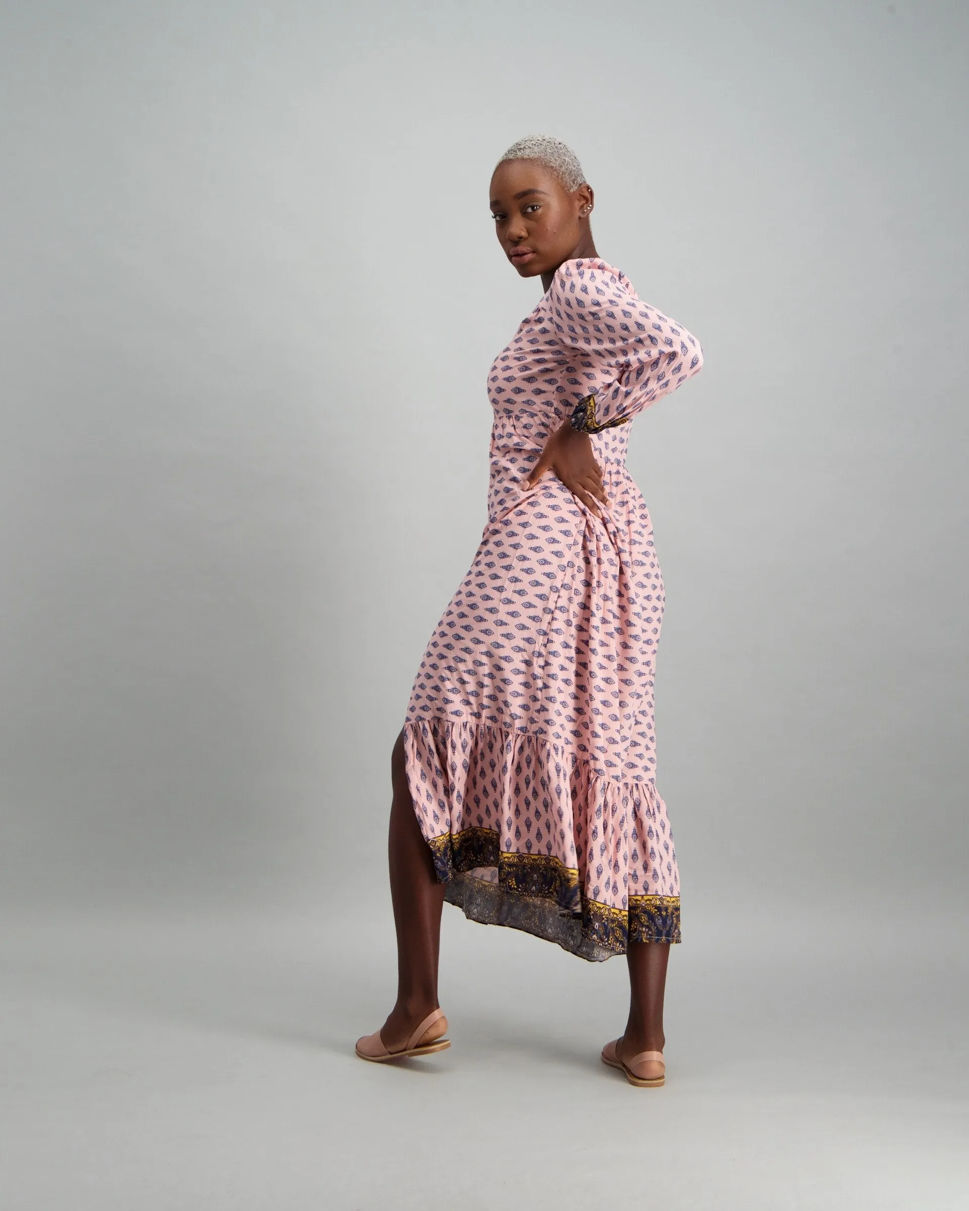 Ladies Paisley Border Maxi Dress - Multi