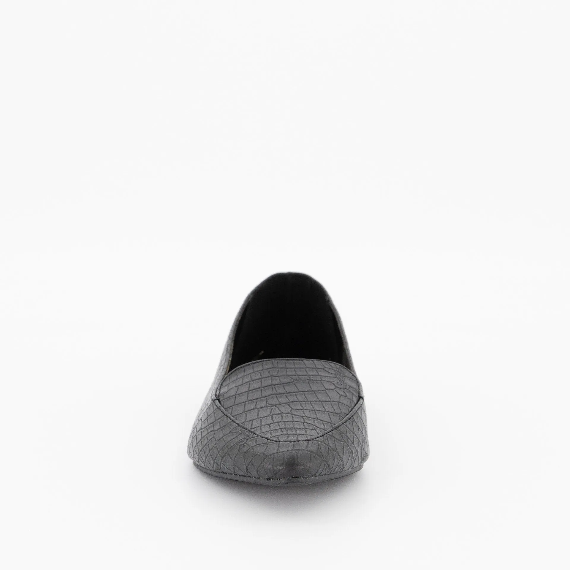 Ladies-Pointed Embossed Loafer - Black