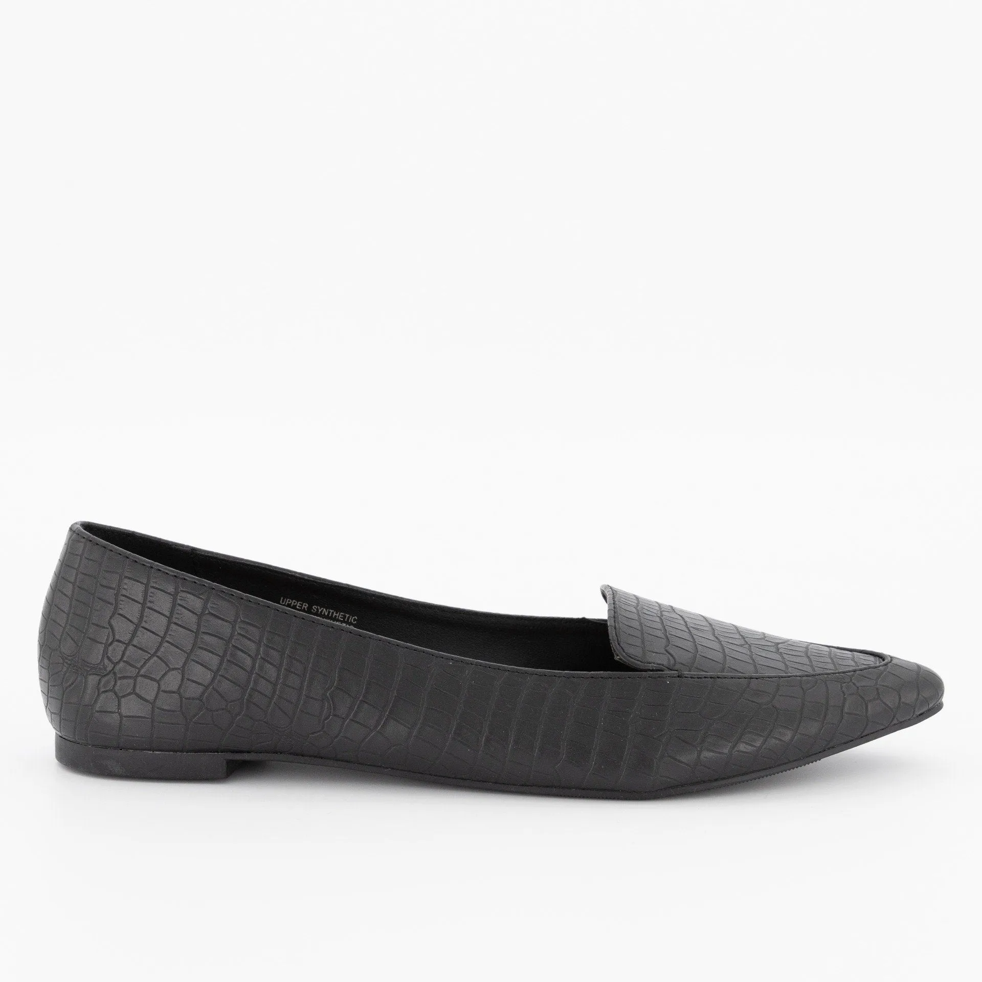 Ladies-Pointed Embossed Loafer - Black