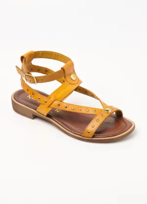 Leather gladiator sandals with studded straps