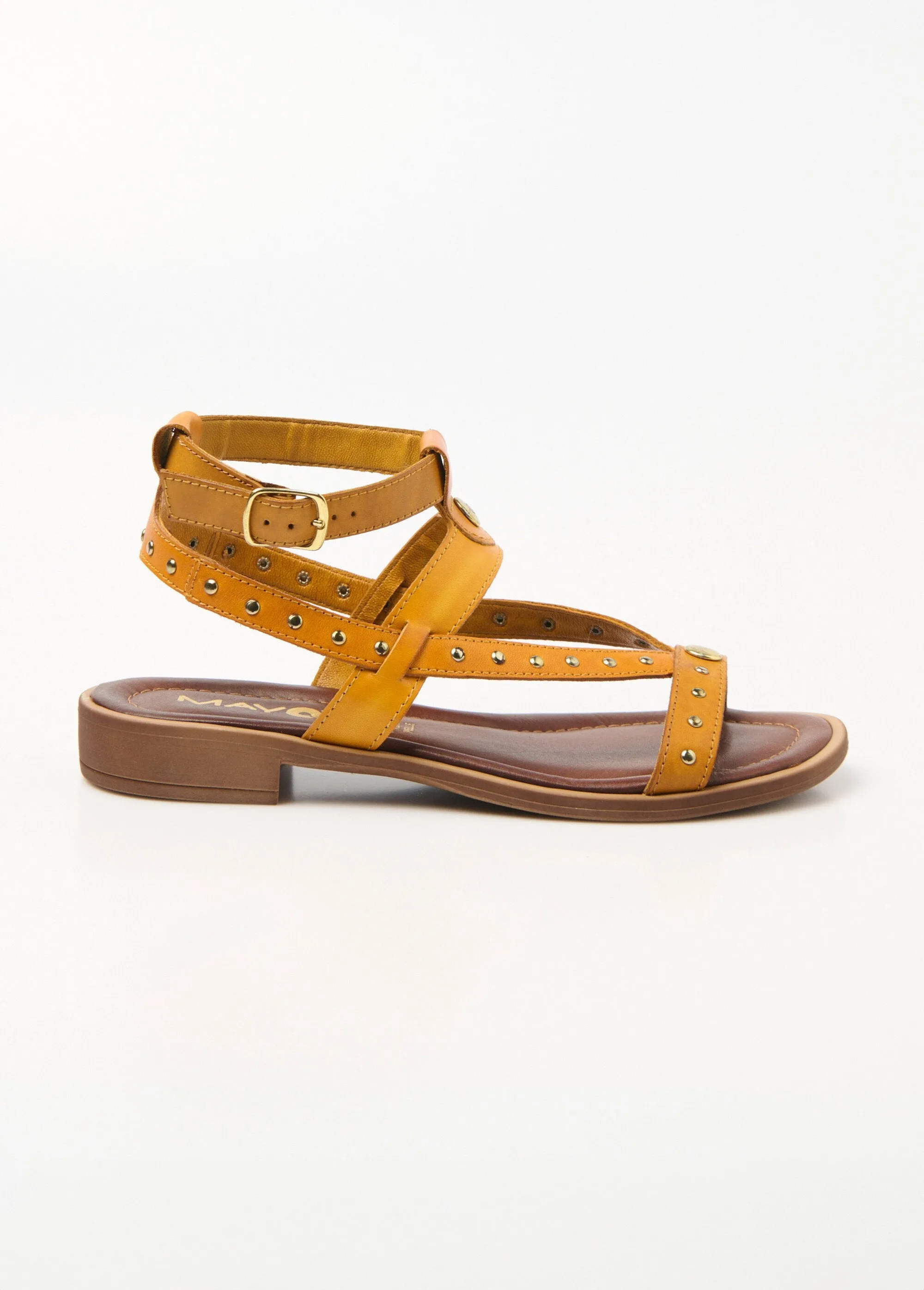 Leather gladiator sandals with studded straps