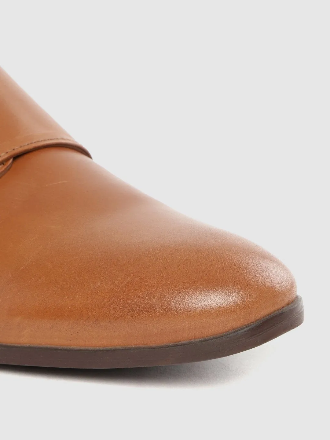 Leather Monk Strap Slip On Shoes
