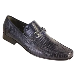 Los Altos Navy Blue All Over Lizard Bit Dress Loafers
