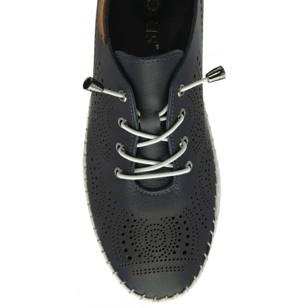Lotus Navy Leather Lorena Slip-On Shoes ULS540DE