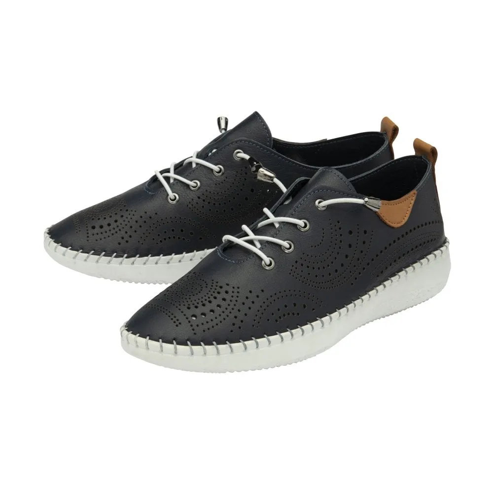 Lotus Navy Leather Lorena Slip-On Shoes ULS540DE