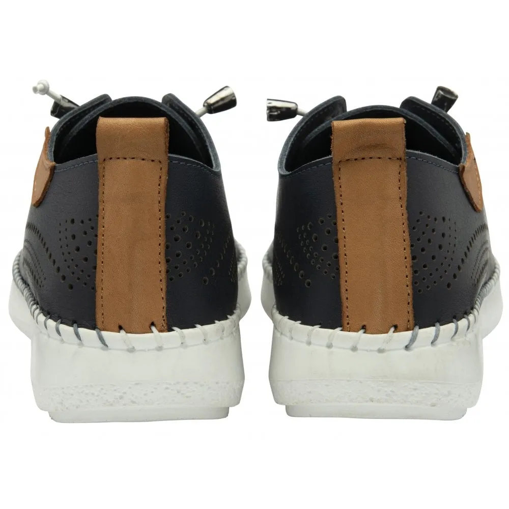 Lotus Navy Leather Lorena Slip-On Shoes ULS540DE