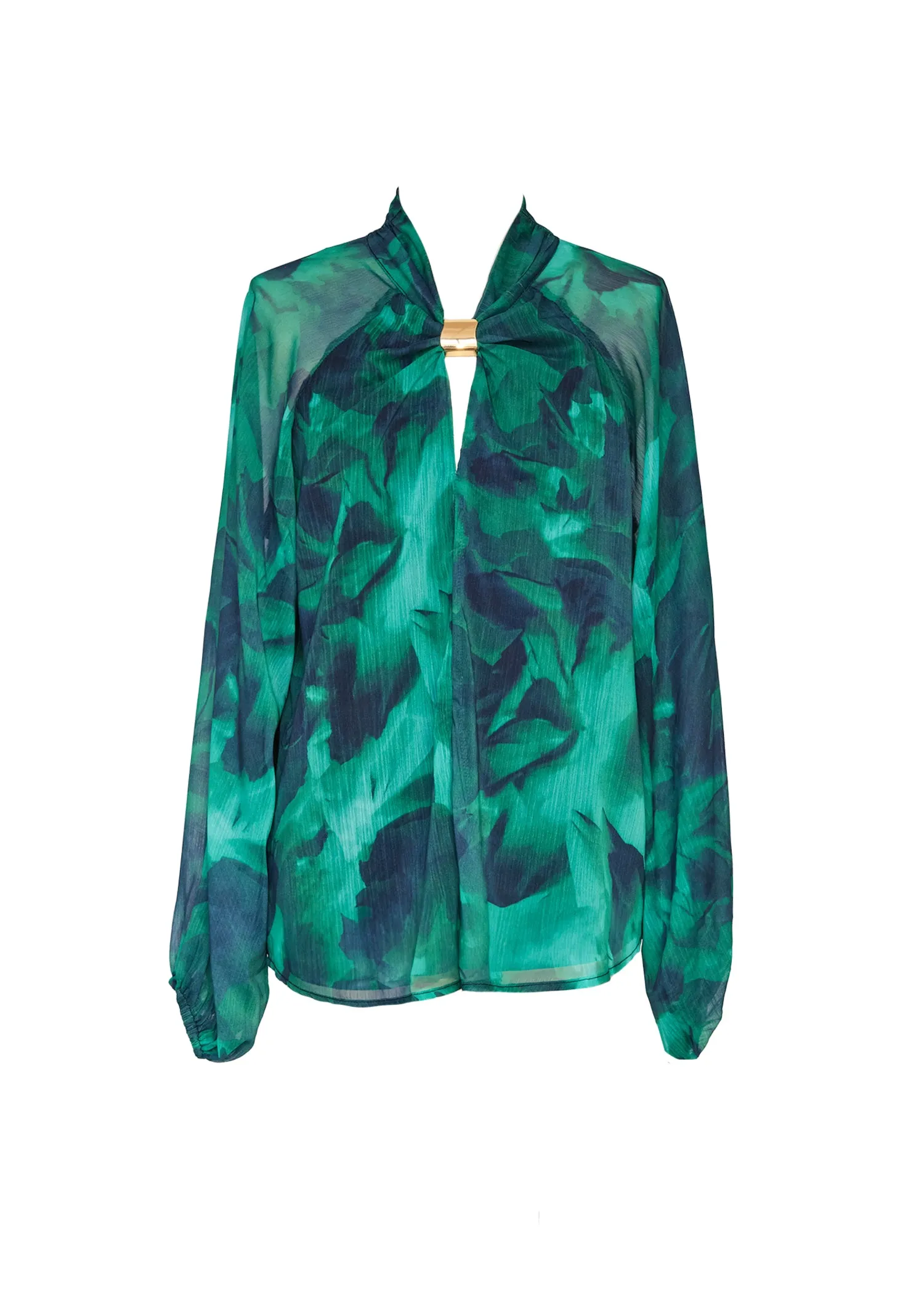 Magnolia Blouse - Emerald Watercolour