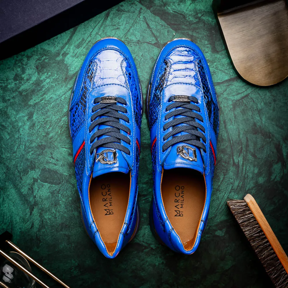 Marco Di Milano Brescia in Electric Blue Python & Calfskin Sneakers
