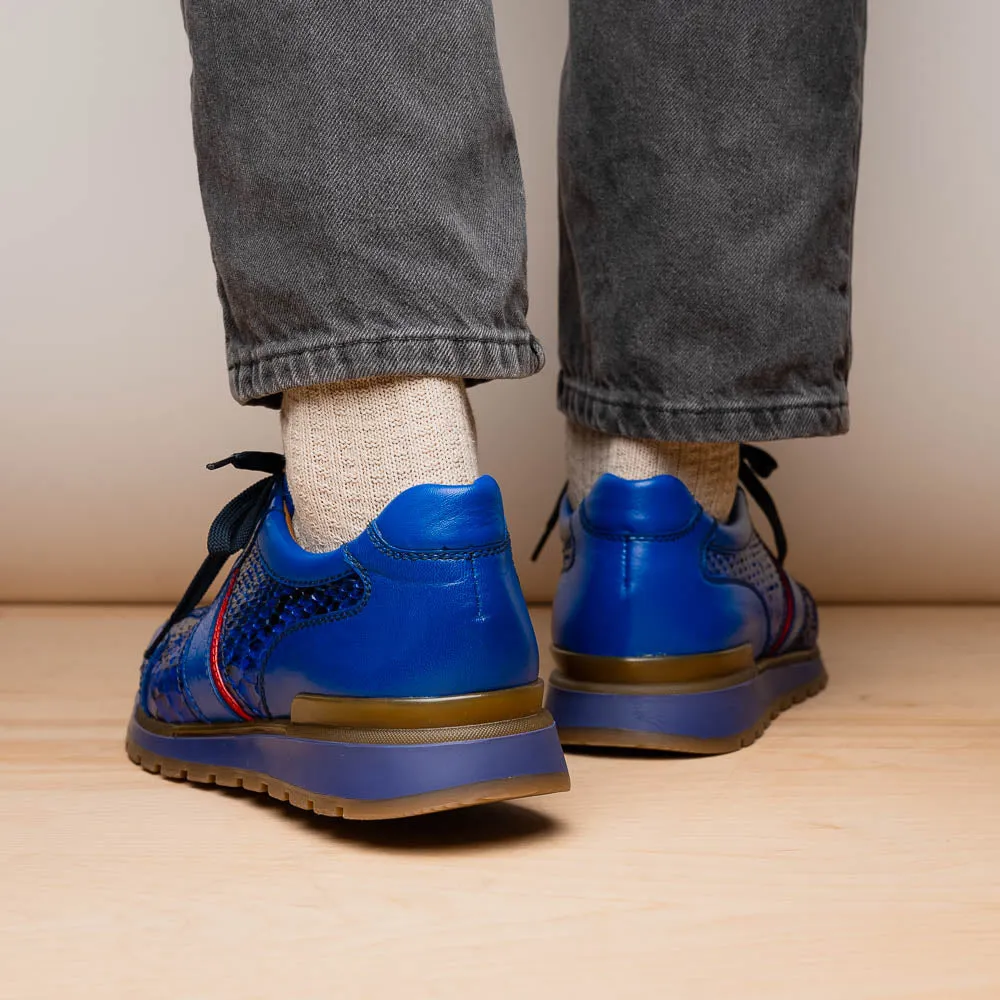 Marco Di Milano Brescia in Electric Blue Python & Calfskin Sneakers