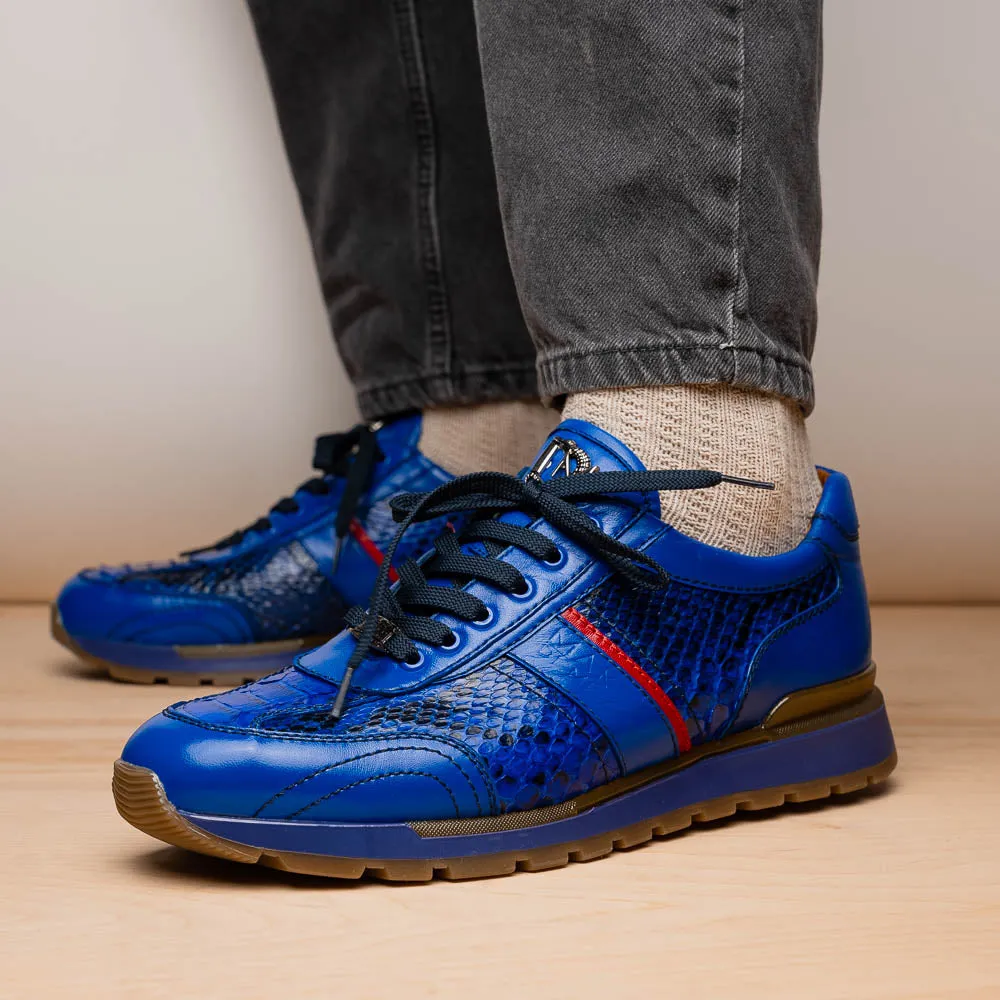 Marco Di Milano Brescia in Electric Blue Python & Calfskin Sneakers