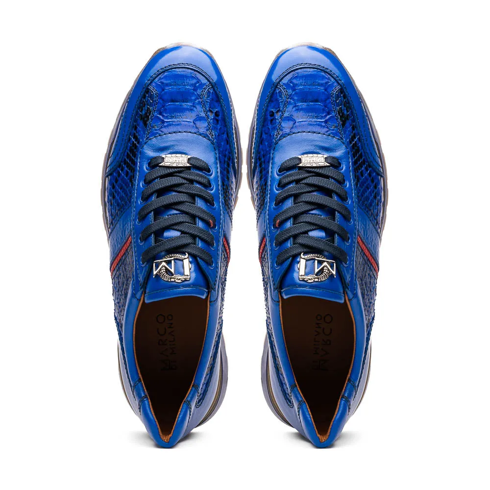 Marco Di Milano Brescia in Electric Blue Python & Calfskin Sneakers