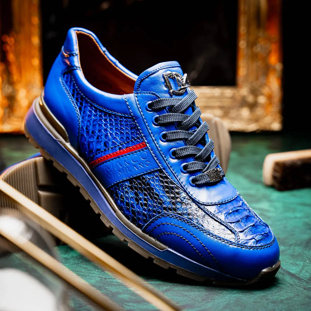 Marco Di Milano Brescia in Electric Blue Python & Calfskin Sneakers