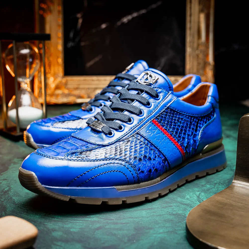 Marco Di Milano Brescia in Electric Blue Python & Calfskin Sneakers