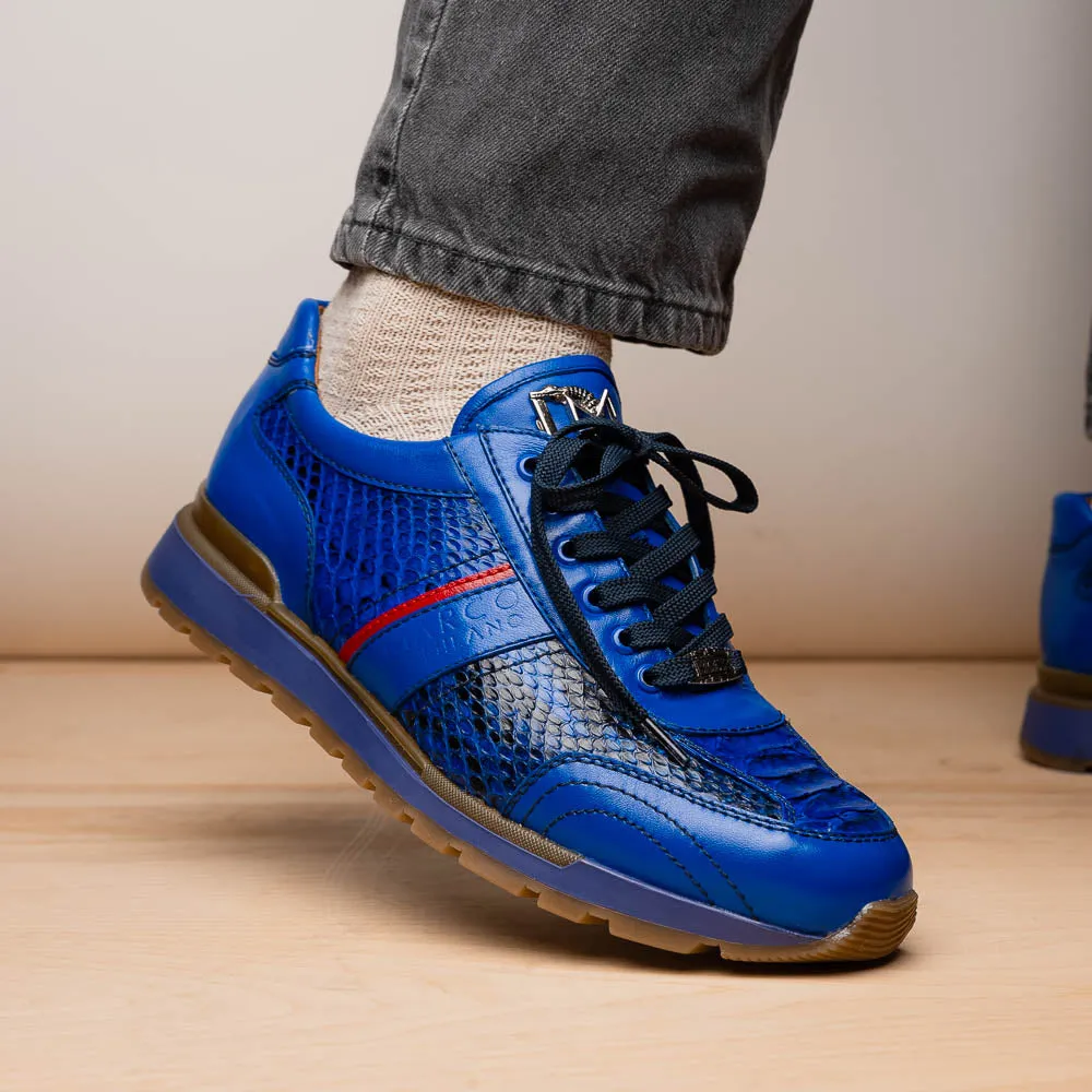 Marco Di Milano Brescia in Electric Blue Python & Calfskin Sneakers
