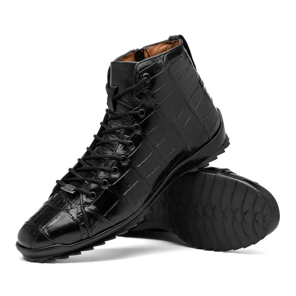 Marco Di Milano Hermond Black Alligator High-Top Sneakers