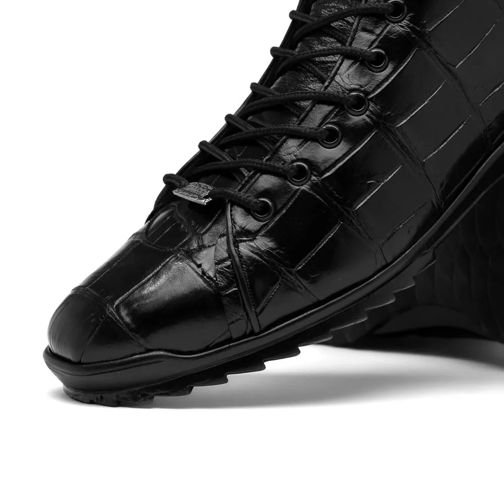 Marco Di Milano Hermond Black Alligator High-Top Sneakers