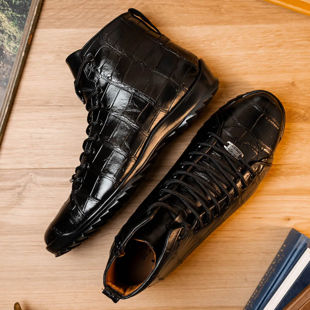 Marco Di Milano Hermond Black Alligator High-Top Sneakers