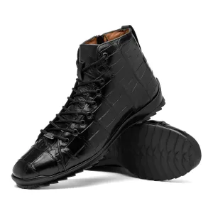 Marco Di Milano Hermond Black Alligator High-Top Sneakers