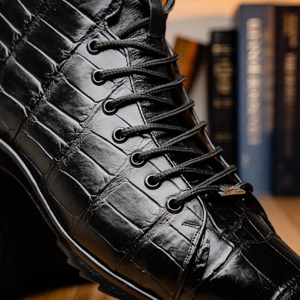 Marco Di Milano Hermond Black Alligator High-Top Sneakers