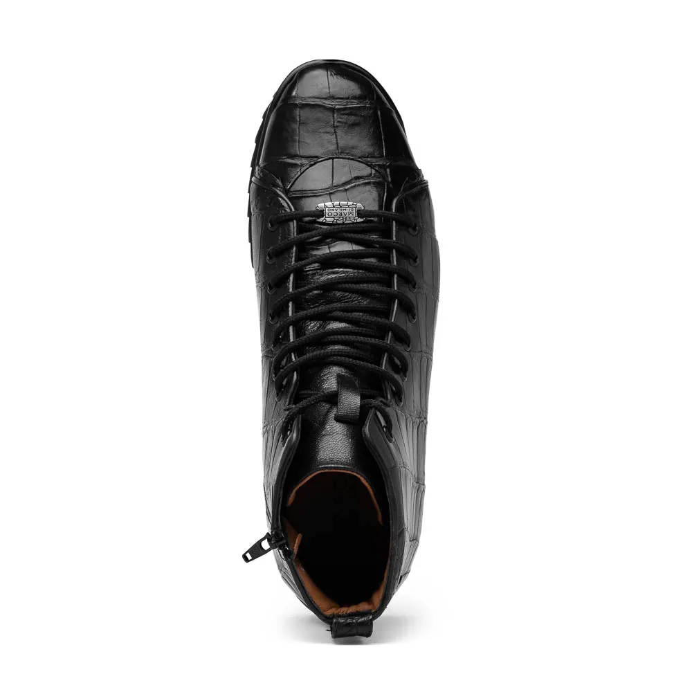 Marco Di Milano Hermond Black Alligator High-Top Sneakers
