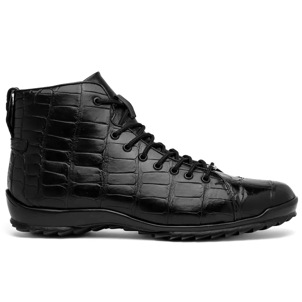 Marco Di Milano Hermond Black Alligator High-Top Sneakers