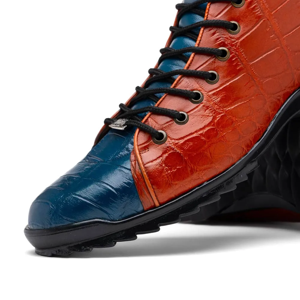 Marco Di Milano Hermond Blue Jean/Honey Alligator Derby Shoes