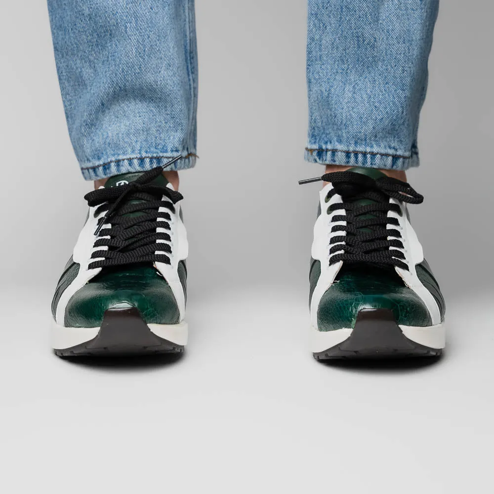 Marco Di Milano Lyon in Green / White Ostrich & Calfskin Sneakers