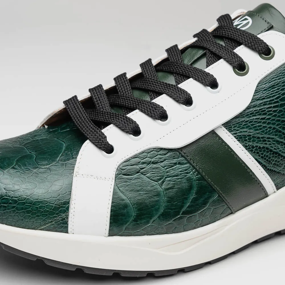 Marco Di Milano Lyon in Green / White Ostrich & Calfskin Sneakers