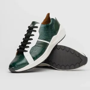 Marco Di Milano Lyon in Green / White Ostrich & Calfskin Sneakers