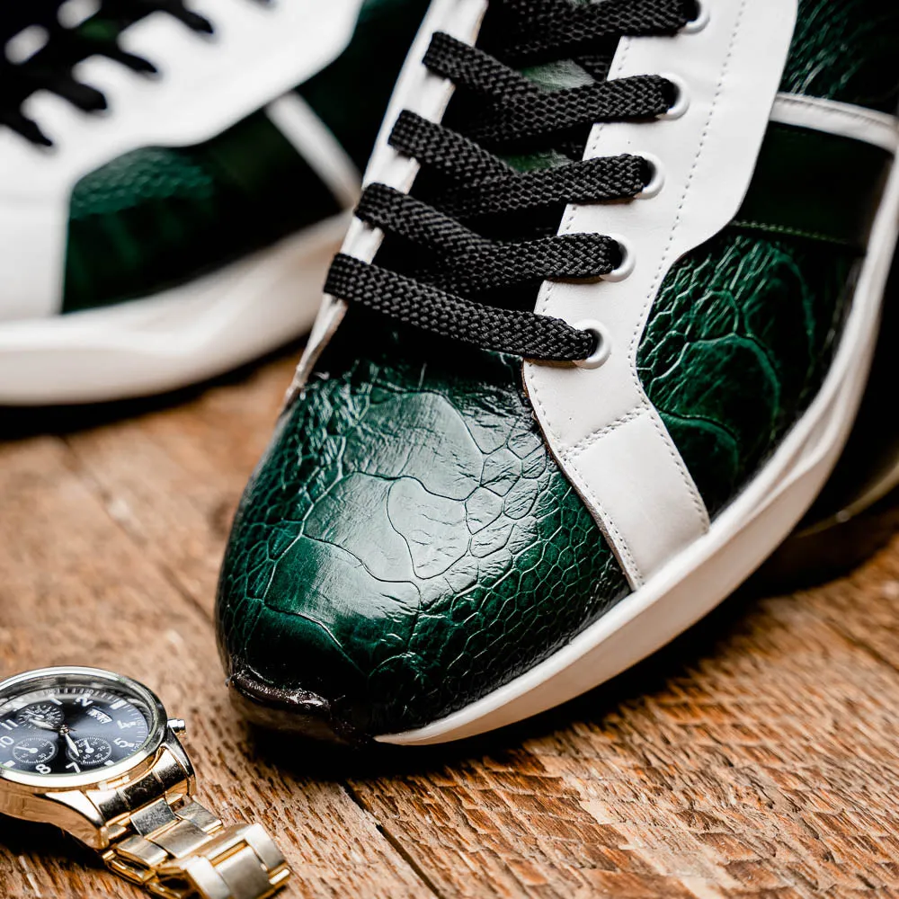 Marco Di Milano Lyon in Green / White Ostrich & Calfskin Sneakers