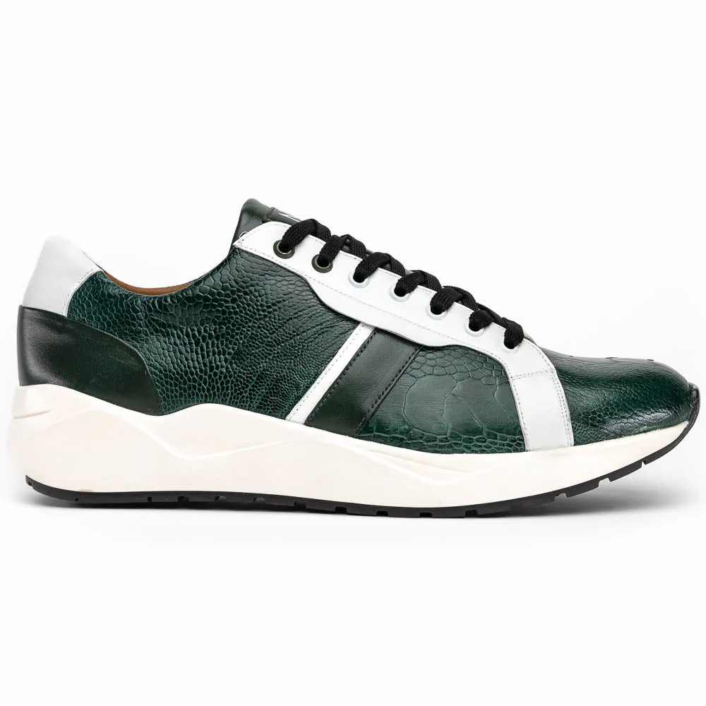 Marco Di Milano Lyon in Green / White Ostrich & Calfskin Sneakers