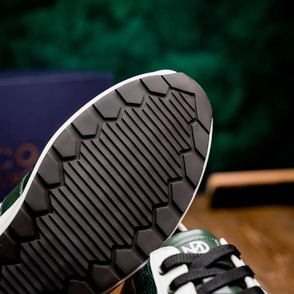 Marco Di Milano Lyon in Green / White Ostrich & Calfskin Sneakers