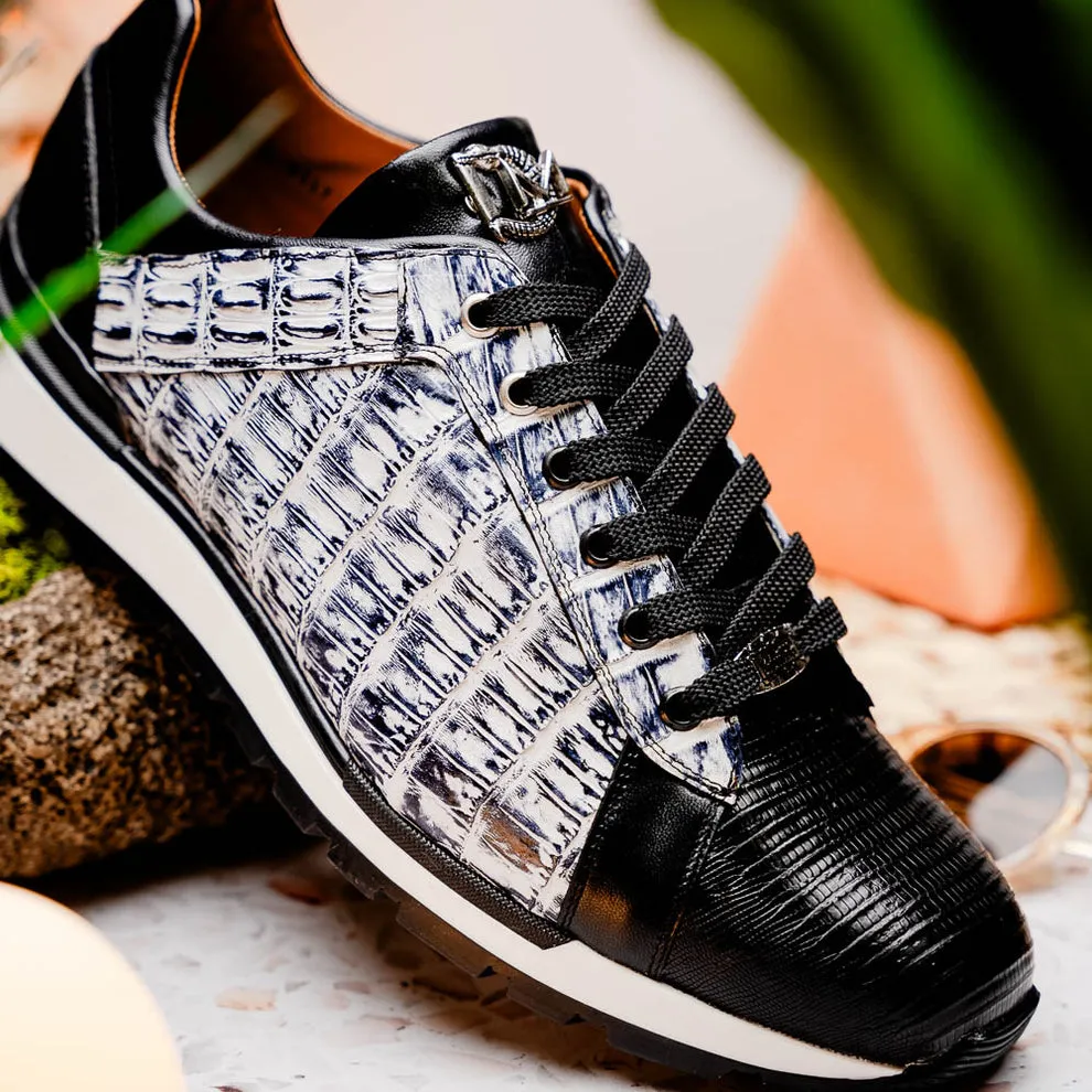 Marco Di Milano Portici Newspaper Caiman Crocodile & Lizard Sneakers