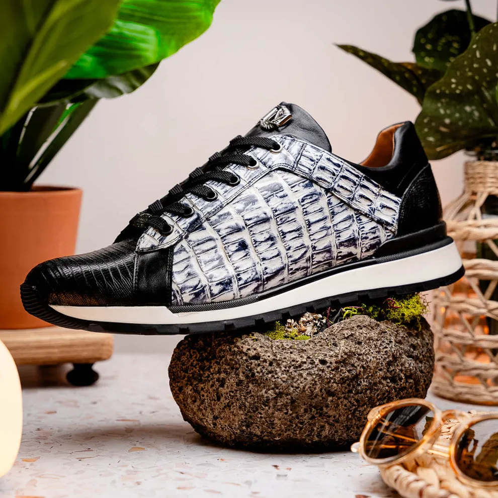 Marco Di Milano Portici Newspaper Caiman Crocodile & Lizard Sneakers