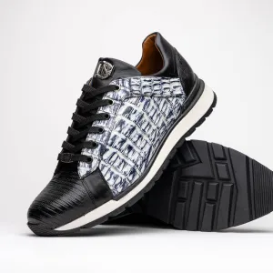 Marco Di Milano Portici Newspaper Caiman Crocodile & Lizard Sneakers