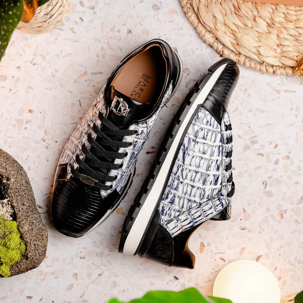 Marco Di Milano Portici Newspaper Caiman Crocodile & Lizard Sneakers