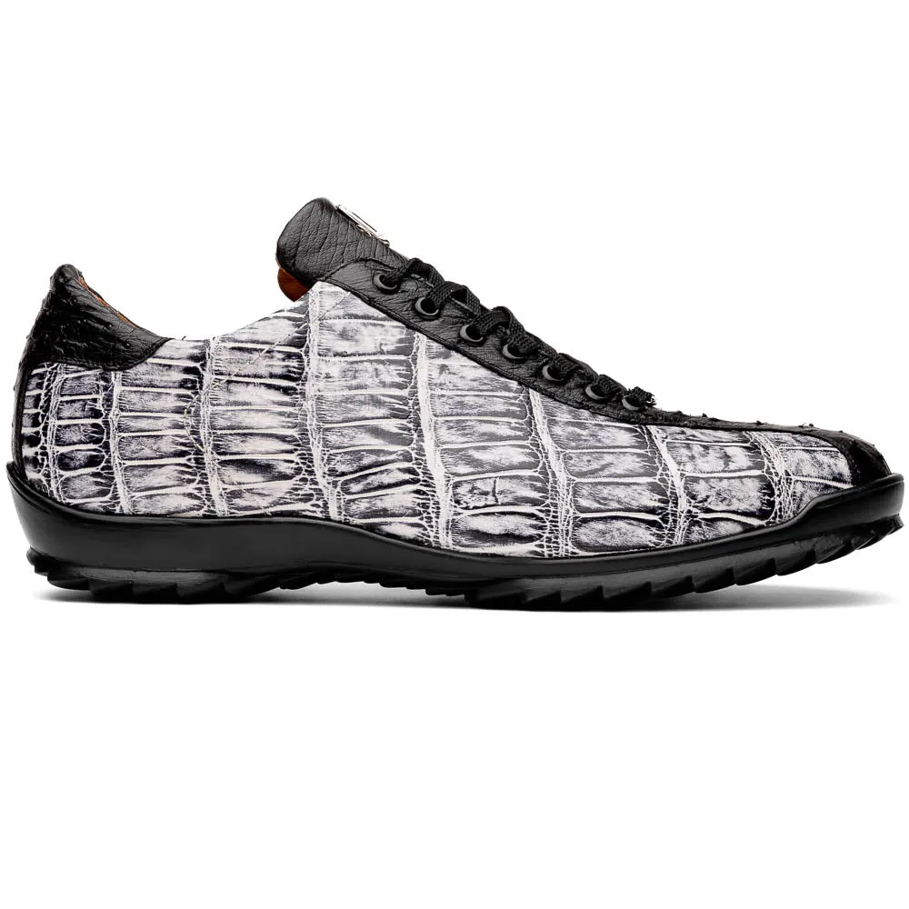 Marco Di Milano Saulo in Newspaper / Black Alligator & Ostrich Sneakers