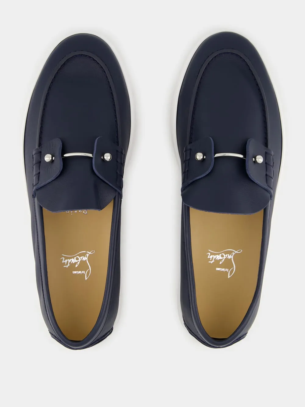 Marine Blue Chambeliboat Leather Loafers