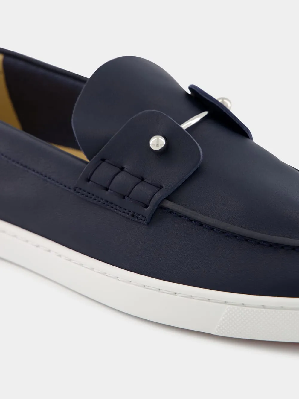 Marine Blue Chambeliboat Leather Loafers