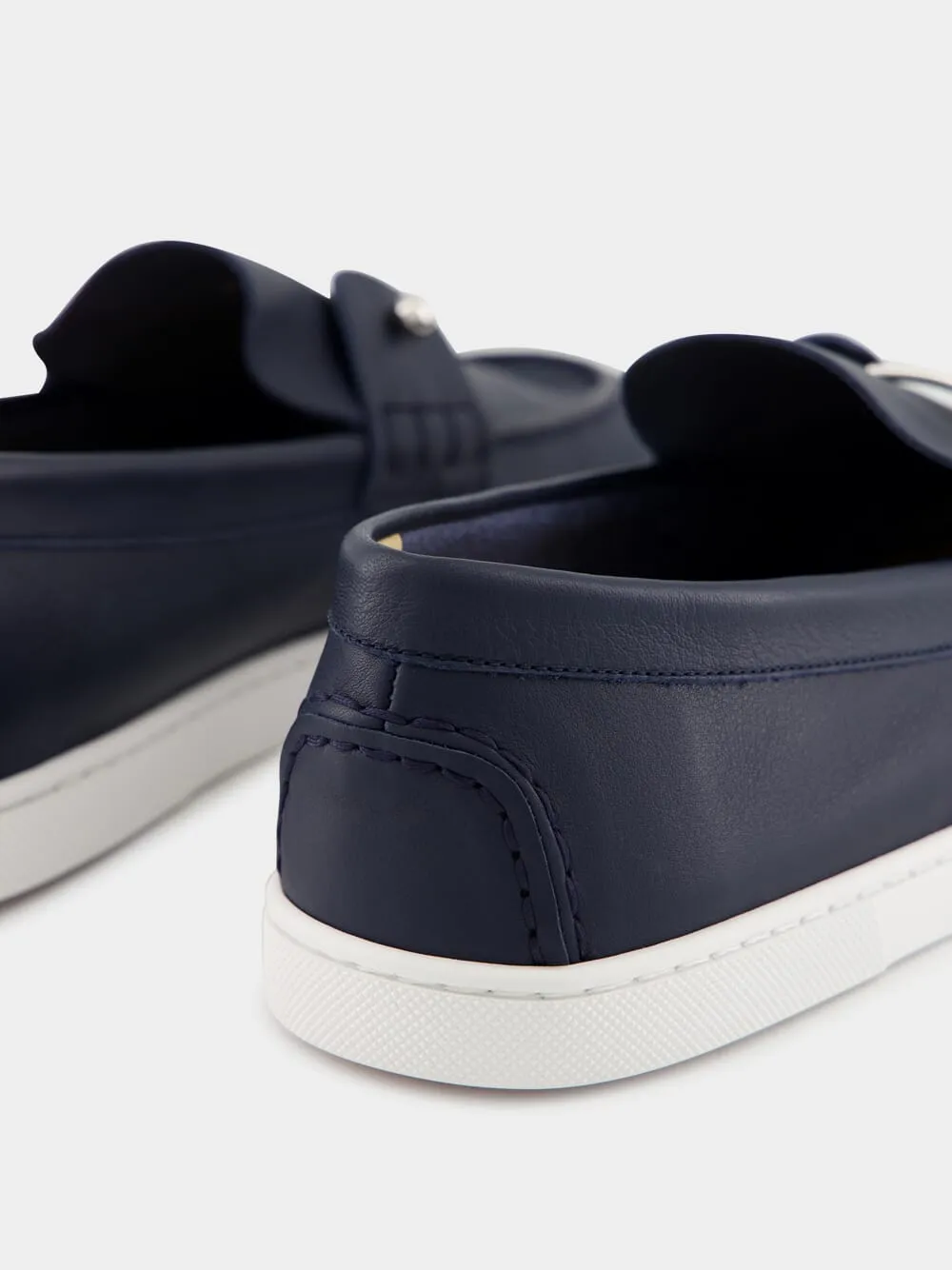Marine Blue Chambeliboat Leather Loafers